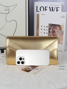 Glamouröse Abendtasche mit großer Kapazität, glänzender Kettenschulterriemen, modisches Klappendesign, luxuriöses strukturiertes Kunstleder, perfekt für verschiedene formelle Anlässe, ideales Accessoire für Hochzeiten und Partyveranstaltungen - Gold - Übersicht 6
