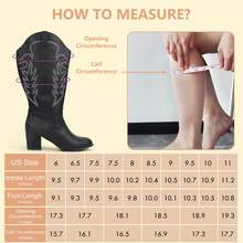Women's Extra Wide Calf Cowboy Boots Embroidered Western Cowgirl Knee High Boots - 黑色 - 查看 3