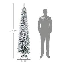 Artificial Christmas Tree, Snow-Covered, Slim Design, Fire-Resistant, 210, Green/White - 1 - View 2