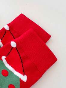 1 Par de Meias Casuais Confortáveis para Homens com Padrão Criativo e Divertido de Árvore de Natal e Mãos Dadas, Até a Panturrilha