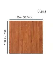 30pcs Waterproof Foam Wall Stickers, 3D Wood Grain Design Self-Adhesive Wallpaper, Suitable For Bathroom, Kitchen And Simple Home Wall Renovation