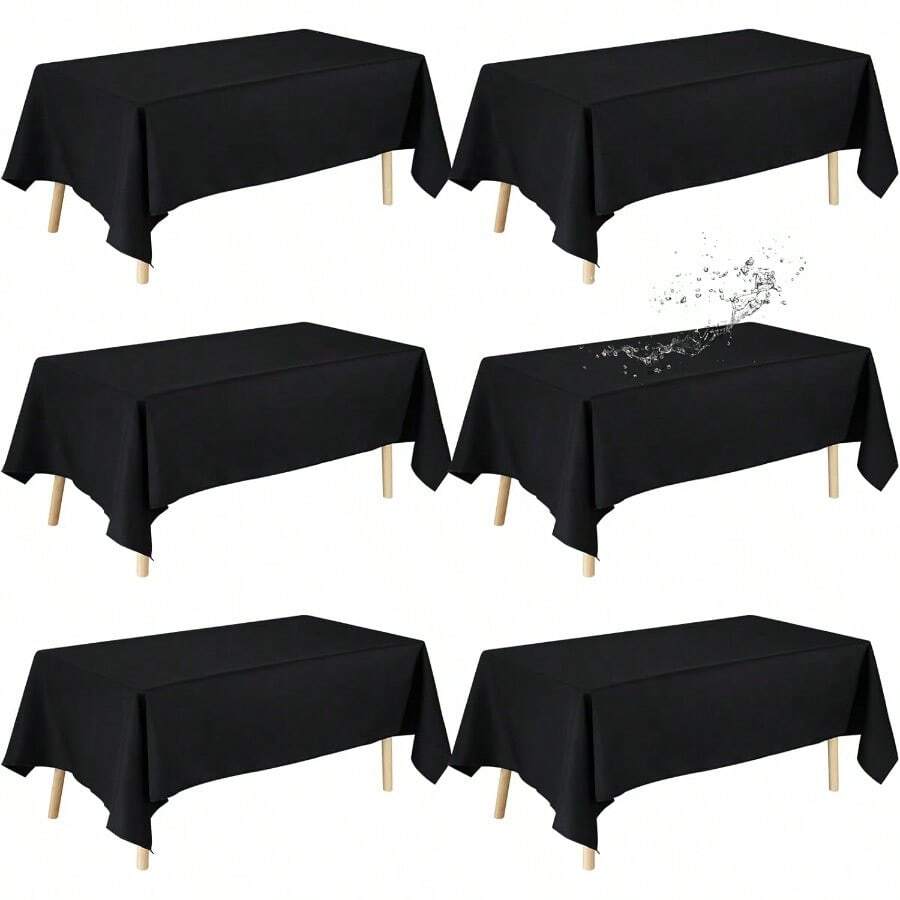 White Tablecloth Rectangle 60 X 102 Inch 2 Pack 6ft Polyester Fabric Table Cloths Rectangular Table Covers For Party Banquet Dining Birthday Wedding - White+60x102inch-6pack - View 1