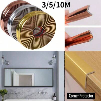 1 pezzo 3/5/10M Striscia di protezione per angoli a specchio autoadesiva, senza foratura, in PVC per bordi di pareti, decorazione per angoli interni, protezione per angoli esterni, bordi per porte e finestre, impermeabile per giunti di carta da parati