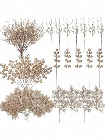 Julglitterbärstjälkar Konstgjorda champagneguldbärgrenar Järnekplockar stjälkar Julgransdekorationer För DIY Julkrans Hantverk Gåvor Semesterinredning - Rosa Julglitternålar Juldekorationer Rumsdekor, Juldekorationer, Bröllopsscenarrangemang, Juldekoration Hem, Julgran, Julgransdekorationer;