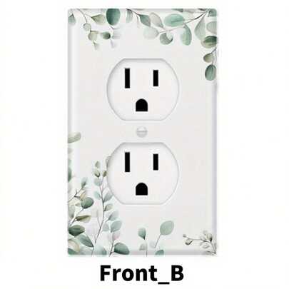 Sage Green Eucalyptus Picture Decorative Light Switch Cover For Socket Cover For Kitchen, Office, Bedroom, Living Room, Dining Room, Bathroom, Easy To Clean, Versatile, Affordable Wall Control Panel Accessories
