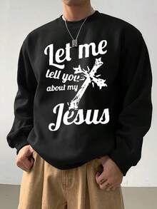 Men's Heavyweight 100% Cotton Pullover Hoodie - Soft Crewneck Sweatshirt For Streetwear, Gym, Everyday & Outdoor Activities - Machine Washable Black Casual Sweater With Everyday Comfort,Fall Hoodies,Men's Fall Clothes,Street Wear,Halloween,Mens Hoodies,Y2k Clothes,Jesus Hoodie,Thanksgiving Day,Nightmare Before Christmas,Christmas - Black - View 1