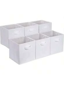 13"X13"X13" 6-Pack Foldable Storage Bins Collapsible Closet & Toy Organization Boxes Space Saving Fabric Cubes For Shelves White - 白色 - 查看 6