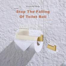 Tastos Toilettenpapierhalter, gebürstetes Gold, Toilettenpapierrollenhalter, Spender und Aufhänger, Wandmontage, für Bad und Küche, Edelstahl, moderner quadratischer Stil, 2er-Set - Mehrfarbig - Übersicht 4