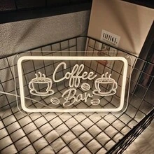 咖啡霓虹灯、咖啡杯 LED 标志、悬挂咖啡吧商业墙艺术标志霓虹灯、USB 供电明亮咖啡标志，适用于咖啡吧配件、咖啡馆、咖啡角、餐厅、节日、生日派对、家居装饰，易于安装。 - 多色光 - 查看 6