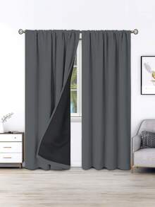 1pc Blackout Thermal Insulated Curtain - 99% UV-Resistant Polyester, Rod Pocket Hanging, Non-Bleachable Plain Weave, Bedroom Art Theme, Coated Blackout Thermal Insulation, Noise Reduction - Ideal For Bedroom, Farmhouse And School Deep Sleep, 110gsm