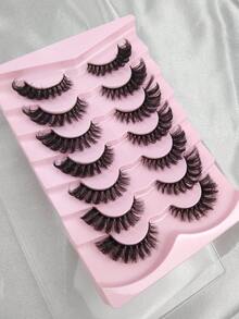 Hinarin 7 Pairs D-Curl Fluffy Cat Eye Natural Mink Lashes, Thick & Long Fox Eye Strip Lashes, Eyelash Extension Look, Suitable For Fashionable Girls & Women - Cat Eye Lashes - View 7