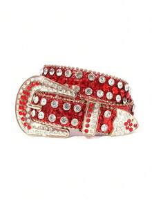 Children's Diamond Embellished Belt, Fashionable Streetwear Style, Rhinestone Decorated Belt For Boys And Girls - A - View 34
