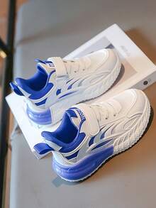 New Stylish Contrast Color Hook And Loop Sports Shoes For Teenagers - Shock Absorbing Breathable Mesh Shoes, Comfortable Lining Won't Hurt Feet, Suitable For Outdoor Running And Walking, All Season Wear