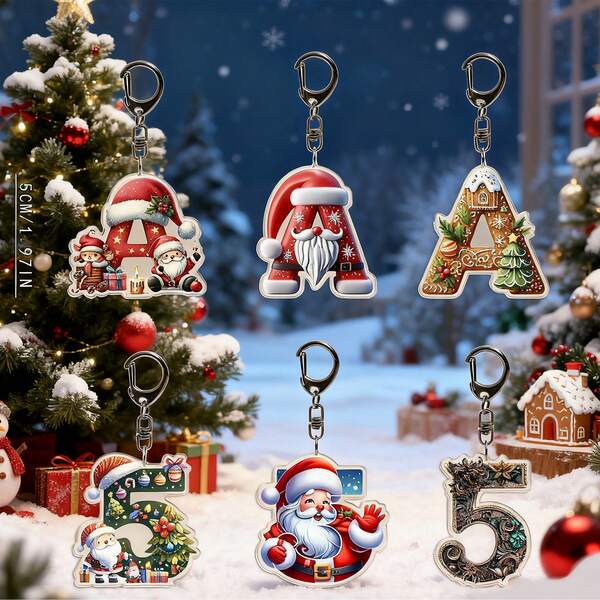 2D Flat Christmas-Themed Acrylic Keychains, A Carnival Of Exclusive Numbers And Letters Gift