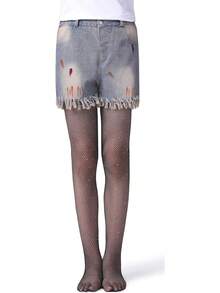 Henwarry Girls Sparkle Fishnet Stockings Children's High Waist Tights Rhinestone Hollow Out Party Pantyhose