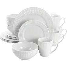 Hayes 16 Piece Square Porcelain Dinnerware Set In White - White - Round 2 - View 2
