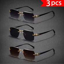 1/3 件复古纯色无框时尚眼镜，男女通用高端金属无框眼镜，适合度假、旅行、街头摄影、徒步旅行、派对、音乐会，也是理想的礼物 - 多色組合 - 查看 19