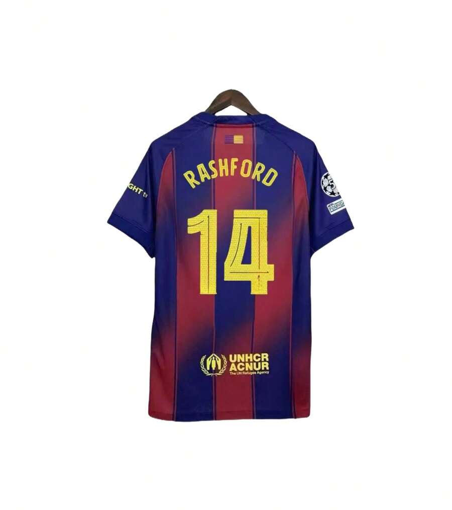 2025-26 #11 #14Champions League FanEdition Home Kit Short Sleeve Soccer Jersey - Red and Blue Gradient 14 - View 1