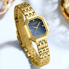 CURREN Women's Wristwatch, Elegant Quartz Watch, Rectangular Dial, Stainless Steel Band, Vintage Minimalist Style Dress Watch - Multicolor - View 5