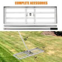 Rastrillo nivelador de césped, herramienta niveladora con mango de acero inoxidable, rastrillo resistente para jardinería, patio, jardín, campo de golf, granja y pasto. - Plateado - Ver 4