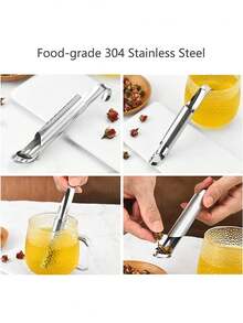 Difusores de té para té suelto, artefacto de acero inoxidable, infusor de tubería creativo, colador de malla con gancho colgante, filtros de mango largo con agujeros finos universales, difusor de intervalo para hojas de té sueltas