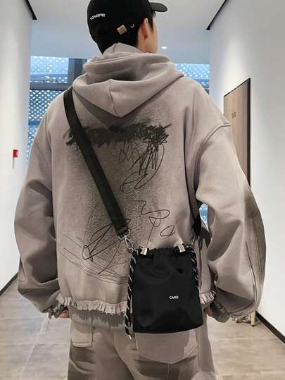 Men's Retro Mini Messenger Bag, Unique Design Crossbody Shoulder Bag, Casual Street Style Phone Pouch