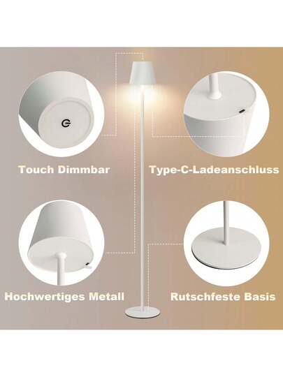 Vloer Lamp Living Room LED Dimmable St ing Verlichting Moderne USB Rechargeable Wit Temperatures, Bedroom, Study Office 125 Cm view 4