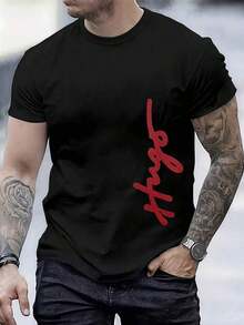 Camiseta unisex. Para hombres. Manga corta. Camisa T de manga corta. Ropa de primavera. Ropa de verano. Prenda de vestir. Prenda superior. Ancho. Silueta grande. Diseño con estampado. Regalo. Regalo. Estilo street. Primavera. Verano. Otoño. Invierno. Para hombres. playera de hombre playeras de hombre casual long - Negro - Ver 1