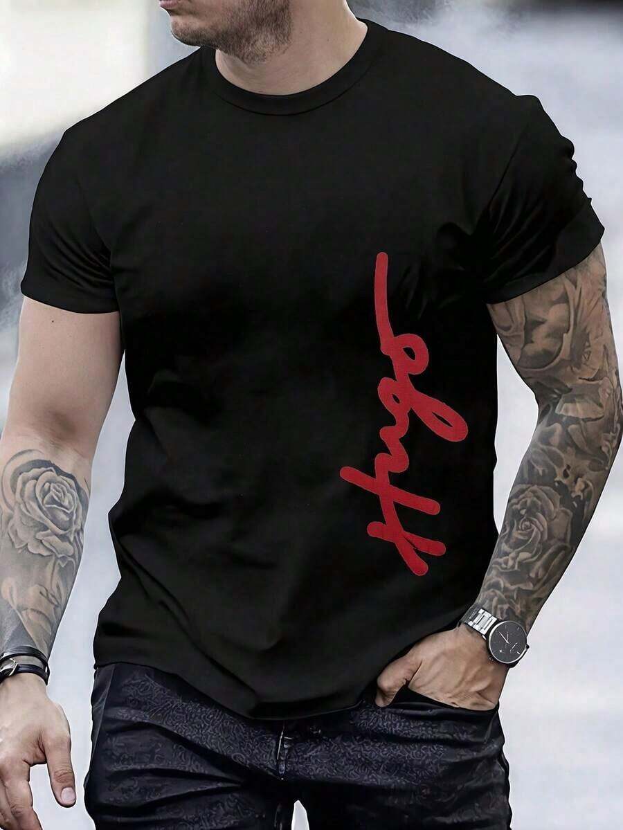 Camiseta unisex. Para hombres. Manga corta. Camisa T de manga corta. Ropa de primavera. Ropa de verano. Prenda de vestir. Prenda superior. Ancho. Silueta grande. Diseño con estampado. Regalo. Regalo. Estilo street. Primavera. Verano. Otoño. Invierno. Para hombres. playera de hombre playeras de hombre casual long - Negro - Ver 1