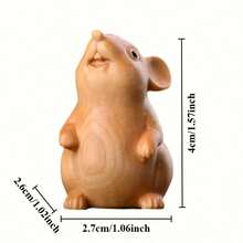 تمثال فأر خشبي جميل قطعة واحدة، زخرفة مكتبية لتخفيف التوتر وتعزيز الرفاهية. مثالي لتحسين جو المنزل أو السيارة أو المكتب، وهدية مثالية للمحبين للقوارض.