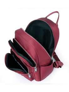Women's New Rhombus Pattern Large Capacity Travel Casual Oxford Backpack - Red - View 3