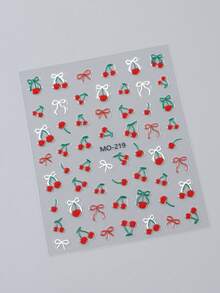 2 peças 5D decorações de unhas cereja borboleta vermelha adesivo de unha cerejas fofas laços brancos para unhas natalinas decalque autoadesivo decoração faça você mesmo unhas press on suprimentos para unhas press on nails