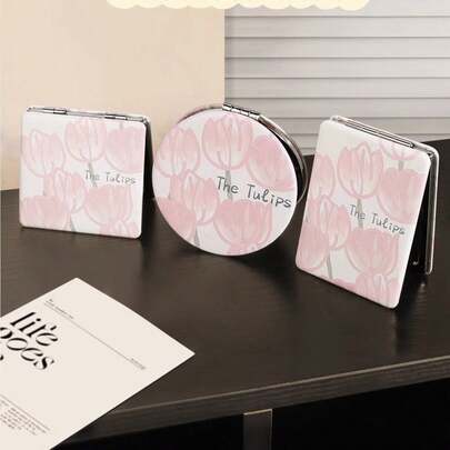 1pc Ins Style Desktop Makeup Mirror, Foldable Portable Vanity Mirror For Student Dorm, Office