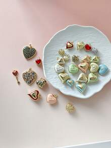 1pc Cute Heart-Shaped Copper Pendant, Handmade DIY For Necklace, Bracelet, Earrings, Suitable As Christmas Gift