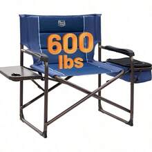 XXL Oversized Directors Chair 600lbs Heavy Duty Camping Chair With Cooler Bag Table Portable Folding Chair With Wide Seat For Tailgating Patio Outdoor Blue 2 Pack - Blue-1 Pack - View 1