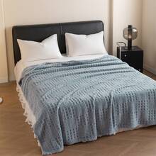 1pc Solid Color Taffeta Jacquard Textured Throw Blanket, Modern Polyester Fiber Jacquard Blanket, Bedding Blanket (No Pillowcase Included)