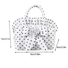 Ruffle Handbag For Women Cute Dots Print  Clutch Purse Lightweight Tote With Handles - Cà phê nâu - Xem 3