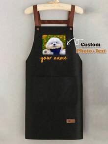 1 șorț de bucătărie personalizat, șorț cu imprimeu personalizat - șorț de gătit personalizat, șorț cu logo personalizat, șorț de bucătar, șorț cu nume personalizat, cadou pentru brutari, șorț pentru grătar, șorț de bucătărie, șorț modern din poliester rezistent la ulei, șorț de bucătărie negru, șorț din poliester pentru grădină, bucătărie și treburi casnice, perfect pentru acasă, restaurant și gătit în bucătărie, potrivit pentru Ziua Mamei, sezonul nunților, sezonul absolvirilor, cadouri pentru familie și prieteni