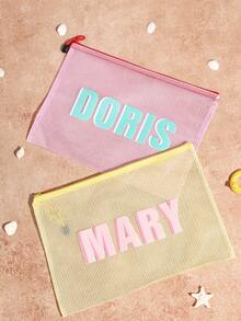 Túi đựng đồ vệ sinh cá nhân cá nhân hóa, Túi đựng đồ dùng cá nhân/mỹ phẩm có thể tùy chỉnh tên, Tiện lợi mang theo, Nhiều màu sắc để lựa chọn, Quà tặng cho gia đình, người yêu, phụ nữ, phong cách nữ tính, Chất lượng cao cấp - Nhiều màu - Xem 3