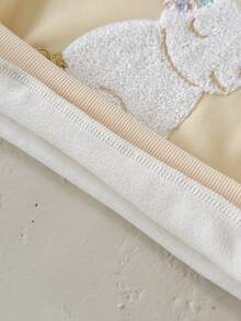 2 件套幼儿女宝宝可爱兔子刺绣保暖长袖套头衫 + 厚裤子，秋冬