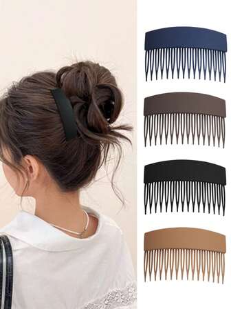 4 piezas de elegantes pinzas para el cabello de color marrón mate con estilo minimalista, accesorios versátiles para peinados con flequillo y cola de caballo, peines, peine lateral