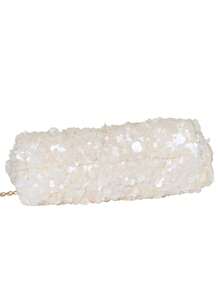 New Handmade Bling Bling Sequin Evening Clutch Bag, Fashionable Clasp Dumpling Bag For Formal Events - Apricot - View 3