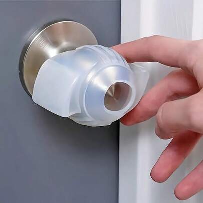 1pc Transparent Rubber Door Handle Cover - Grip Enhancer, Fits Round Handles, With Collision Protection - Easy-Turning Accessory For Home Safety And Decoration