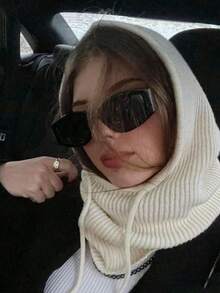 1 sztuka/damska szara czapka kominiarka ze ściągaczem, ciepła dzianinowa czapka ochronna na twarz i szyję do jazdy na nartach na świeżym powietrzu, odpowiednia do ochrony przed zimnem zimą