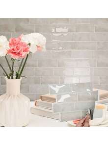 4/10/20 piezas Sencillos adhesivos de pared con apariencia de ladrillo 3D imitación de mármol - Azulejos autoadhesivos a prueba de aceite y humedad, aptos para salpicaderos/renovación de paredes/decoración de baños y comedores