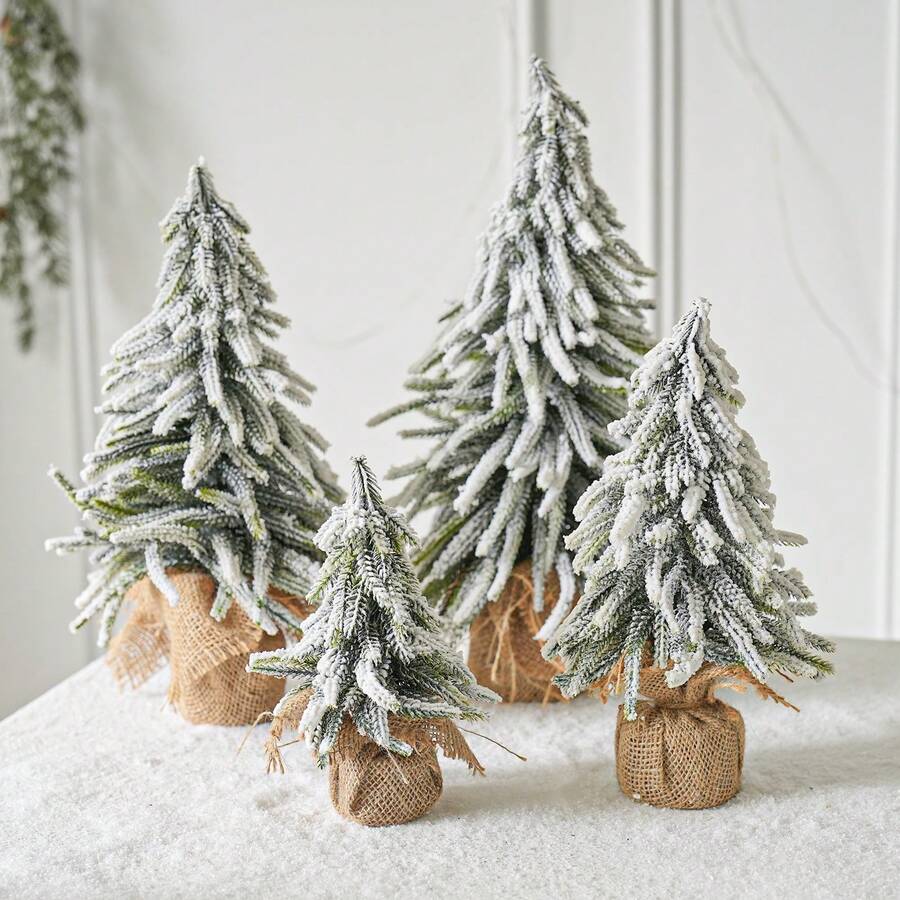Mini Artificial Christmas Tree Small Tabletop Christmas Tree Decor 7.8 X 5.9 Inches Miniature Christmas Table Decorations White Small Xmas Trees For Home Kitchen Table Decor - Multicolor - View 1
