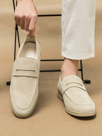 1 双男士一脚蹬便士乐福鞋，绒面软皮莫卡辛鞋，优雅绅士社交皮鞋，男士纯色商务正装鞋，适合日常办公、派对、婚礼、情侣约会、浪漫晚餐、节日礼物、休闲、返校