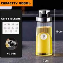 Dispensador de aceite automático de gran capacidad - Aceitera de vidrio con pico de sellado automático, sin goteo y sin residuos para la cocina, aceite, vinagre, salsa de soja