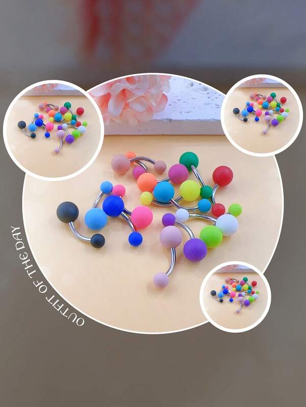 15 anelli per ombelico in acrilico colorato misto, in acciaio inossidabile ipoallergenico, design minimalista, pelle liscia, adatti per uso quotidiano, matrimoni, festa della mamma