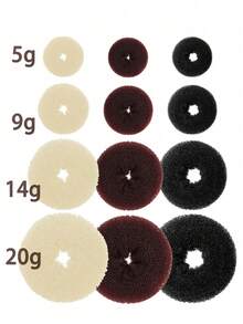 1个甜甜圈发髻造型器，甜甜圈发髻造型工具，发髻制作器，甜甜圈发髻定型器（颜色参考：米色、咖啡色、黑色），美发套装，美发工具套装，美发工具，发饰 - 黑色 - 查看 1